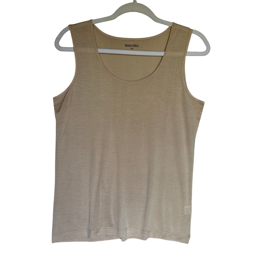 WinterSilks Gold 100% Silk Tank Top Size PM Petite Medium